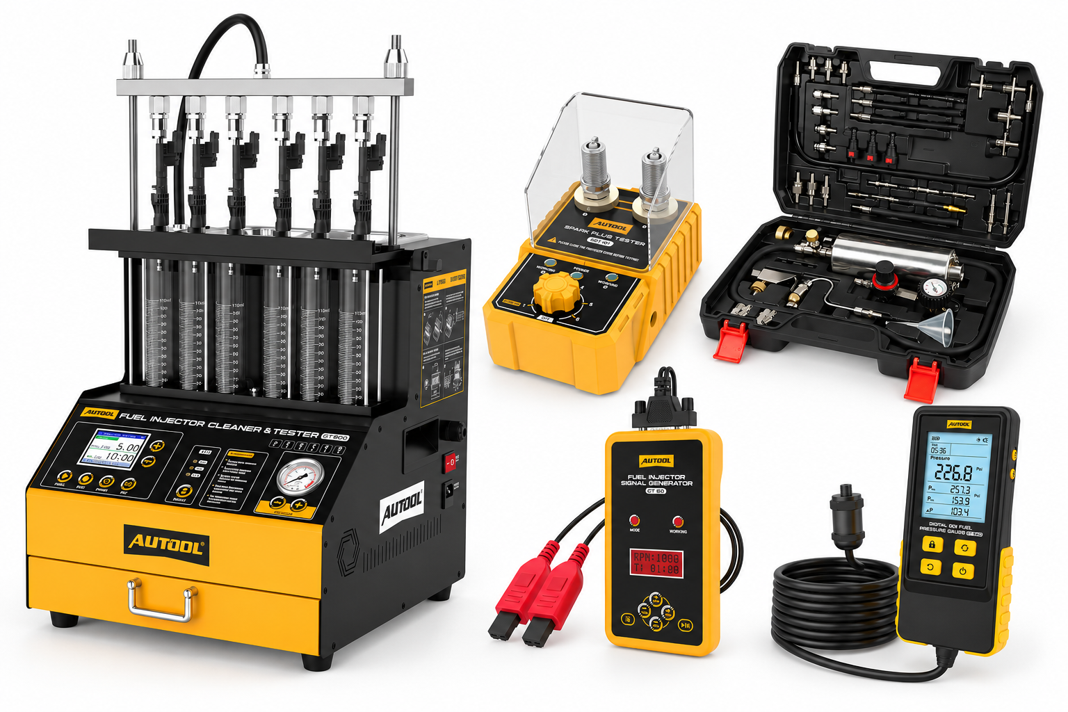 Autool fuel injector cleaner and tester machines