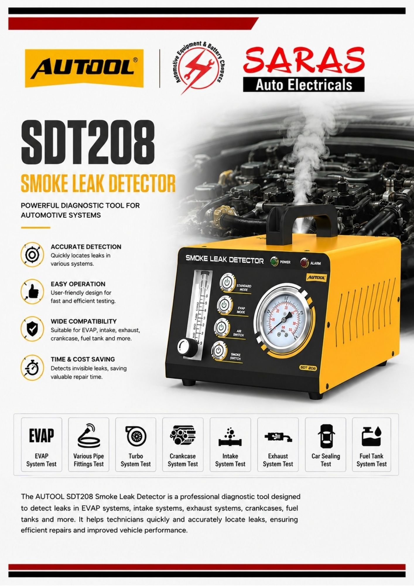 AUTOOL SDT208 Smoke Leak Detector
