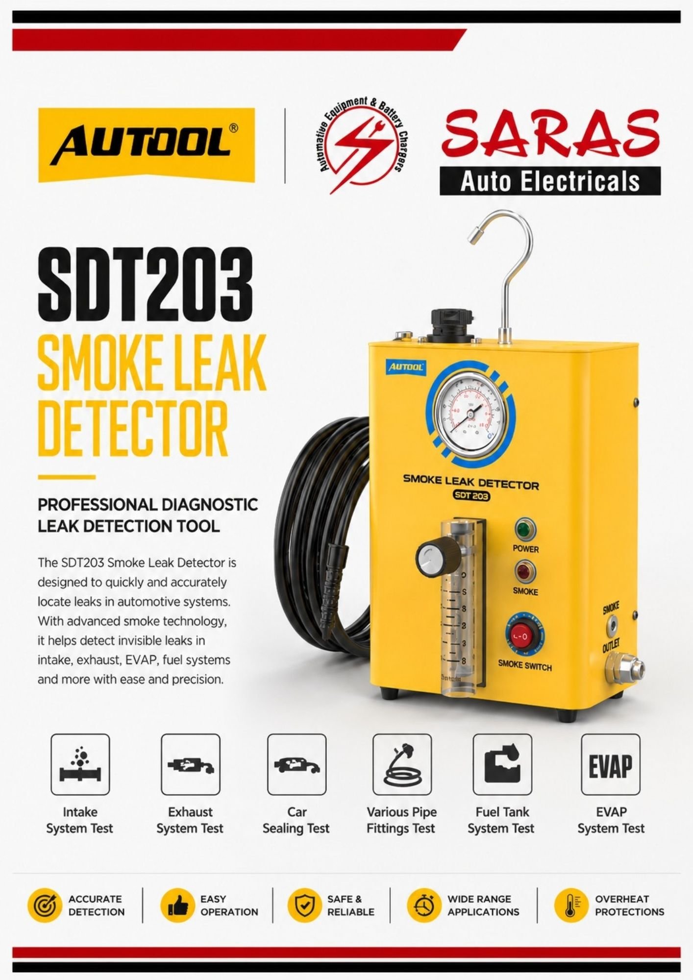 AUTOOL SDT203 Automotive Smoke Leak Detector 