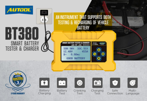 AUTOOL BT380 Automotive Battery Tester Analyzer Vehicle 12V Power Bank CCA2400 - Image 10