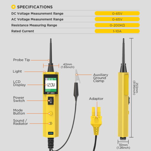 AUTOOL BT260 Electrical Circuit Tester For Trucks - Image 3