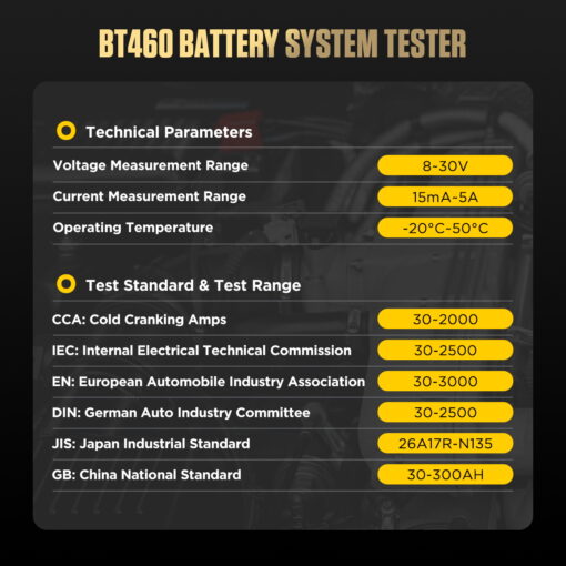 AUTOOL BT460 Car Battery Load Tester for 12V 24V - Image 7