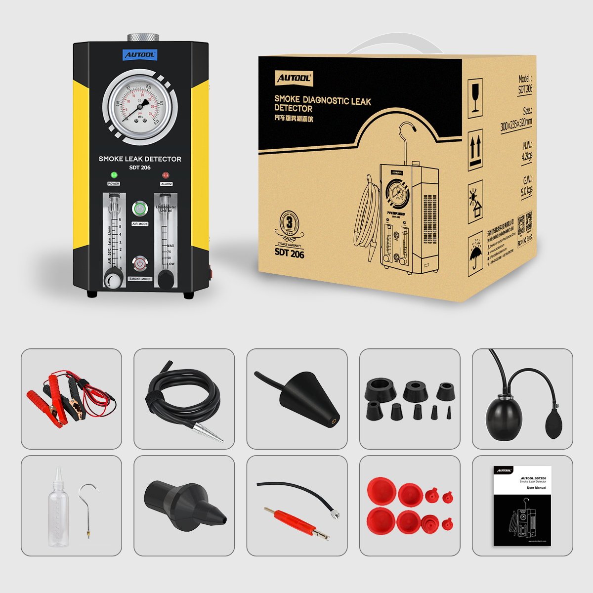 SDT206 AUTOOL Smoke Leak Detector For car Vacuum Leaks - Image 11