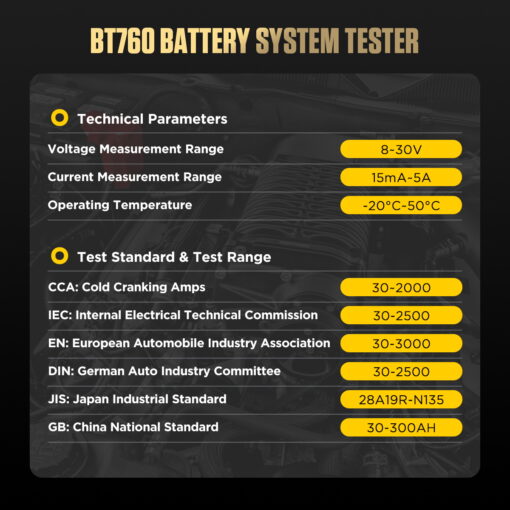 AUTOOL BT760 Battery Load Tester with Printer - Image 7