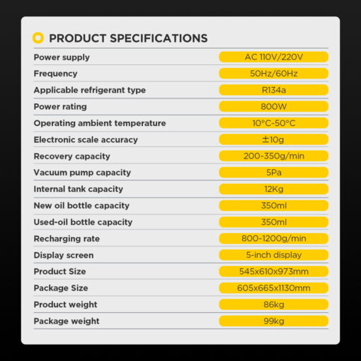 AUTOOL LM707 AC Refrigerant Recovery Machine-High-Precision Refrigerant Recovery And Filling - Image 12