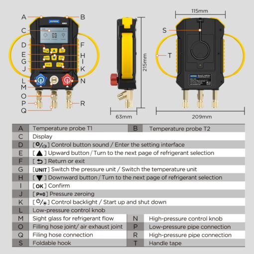 AUTOOL LM160 Refrigerant Leak Detector Digital Manifold Gauges - Image 10