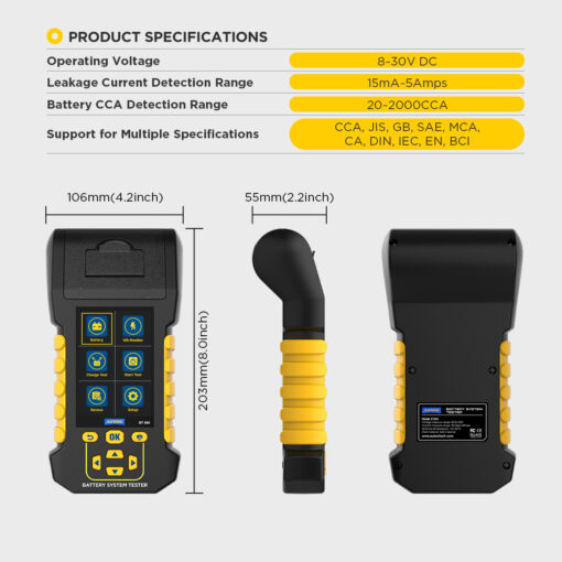 AUTOOL BT880 Car Load Battery Tester Leakage Test with Built-in Temperature Sensor - Image 6