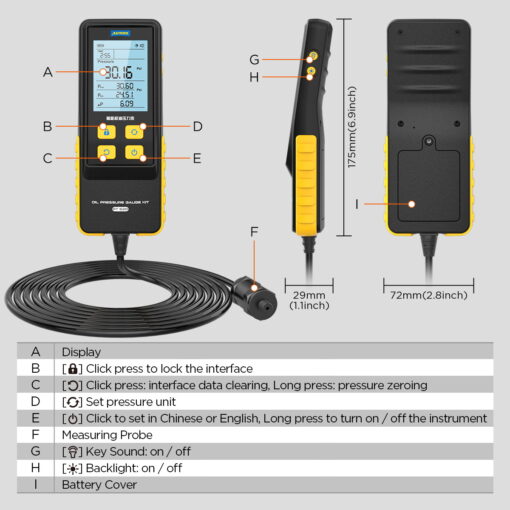 AUTOOL PT620 Engine Oil Pressure Gauge with Digital Display - Image 6