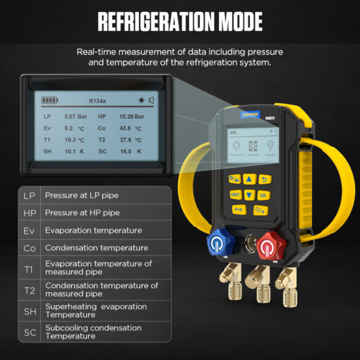 AUTOOL LM160 Refrigerant Leak Detector Digital Manifold Gauges - Image 12
