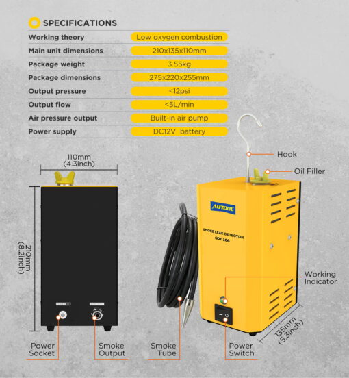 AUTOOL SDT106 Auto EVAP Leakage Smoke Test Machine - Image 6