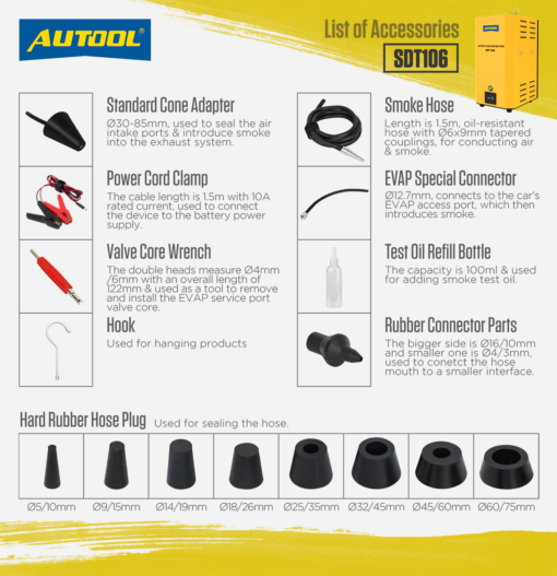AUTOOL SDT106 Auto EVAP Leakage Smoke Test Machine - Image 7