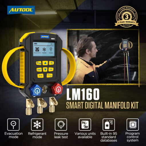 AUTOOL LM160 Refrigerant Leak Detector Digital Manifold Gauges - Image 14