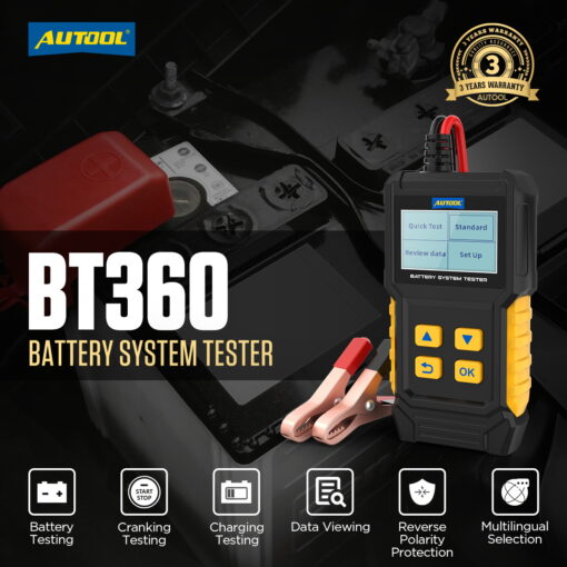 AUTOOL BT360 Digital Automotive Diagnostic Battery Tester Analyzer Charging Scanner Tool - Image 2