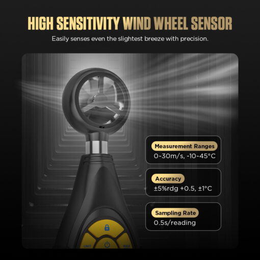 AUTOOL TR401 Digital Anemometer, Handheld Wind Speed Meter For Measuring Wind Speed, Temperature In Automotive Air Conditioning System - Image 8