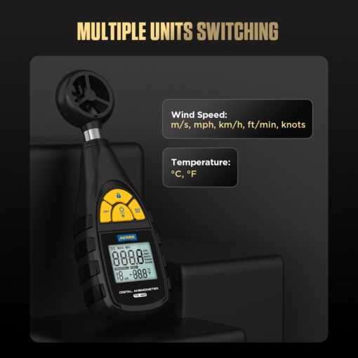 AUTOOL TR401 Digital Anemometer, Handheld Wind Speed Meter For Measuring Wind Speed, Temperature In Automotive Air Conditioning System - Image 7
