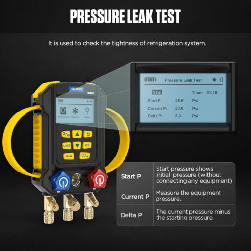 AUTOOL LM160 Refrigerant Leak Detector Digital Manifold Gauges - Image 3