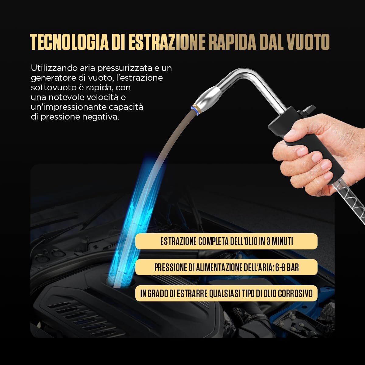 OD720 AUTOOL Pneumatic CAR Engine Oil Drainer and Extractor With 70Ltr Tank - Image 3