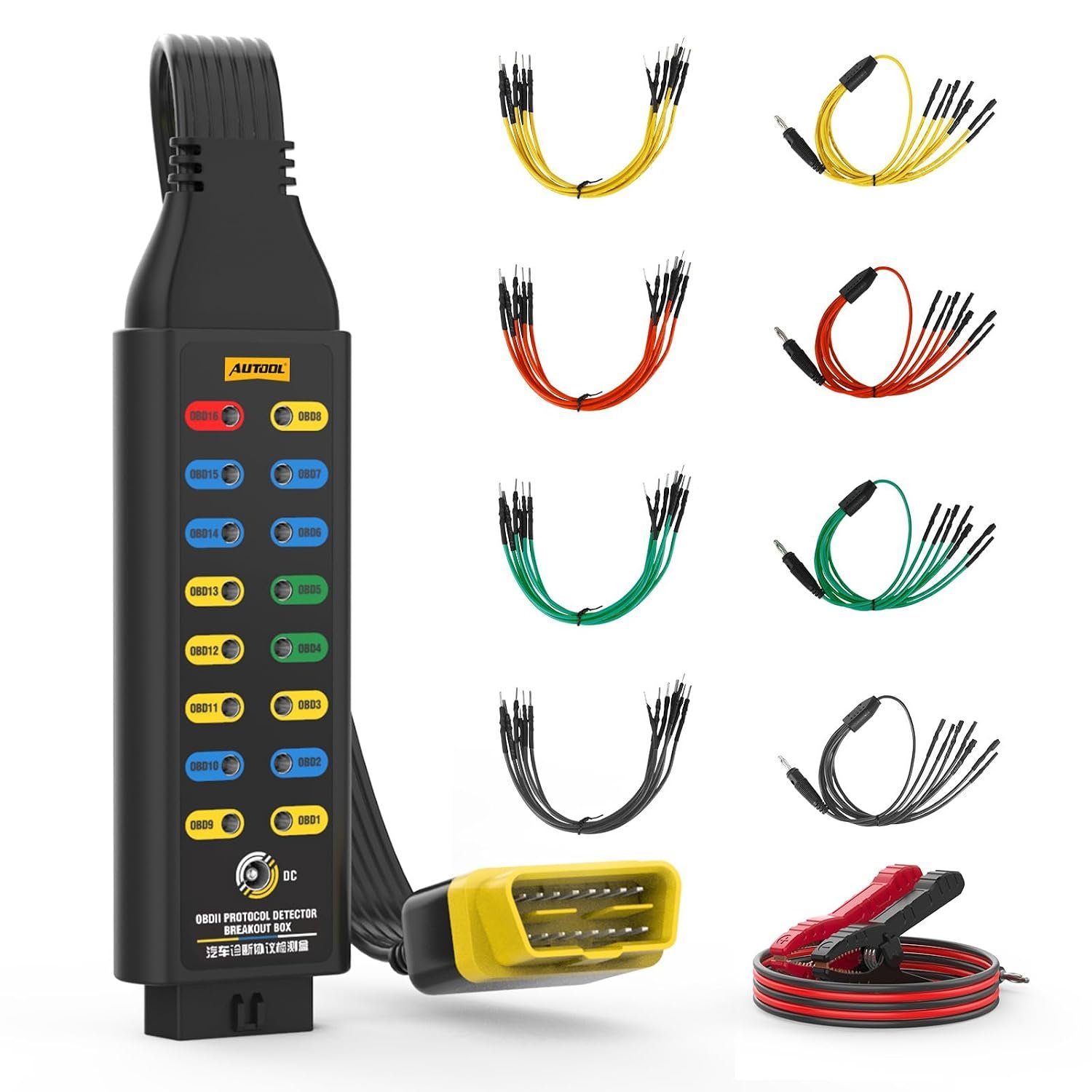 AUTOOL OBD II Protocol Detector Breakout Box – 16-Pin Diagnostic Tool