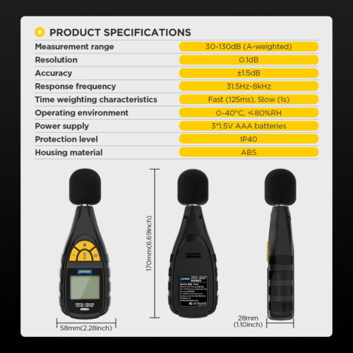 AUTOOL TN201 A-weighting Digital Sound Level Meter - Image 4