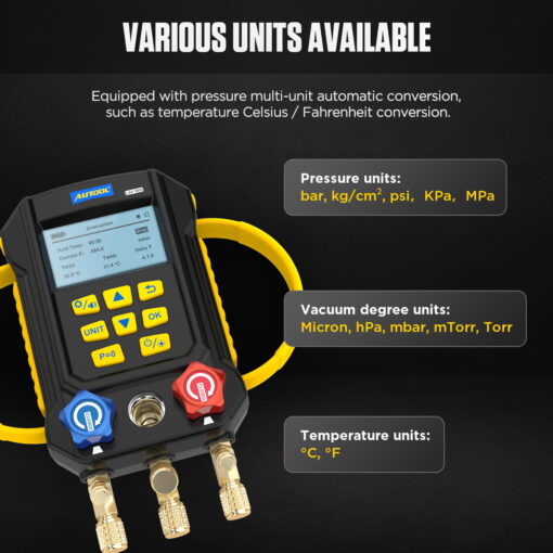 AUTOOL LM160 Refrigerant Leak Detector Digital Manifold Gauges - Image 5