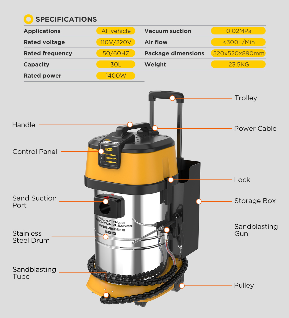 HTS518 AUTOOL Walnut Sand Engine & Intake valve Carbon Cleaning Machine For Petro/Diesel Cars - Image 9
