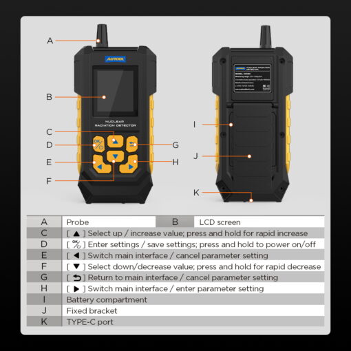 AUTOOL ND300 Geiger Counter Nuclear Radiation Detector Portable Handheld Beta Gamma X-ray - Image 3