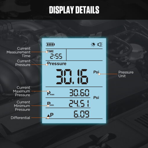 AUTOOL PT620 Engine Oil Pressure Gauge with Digital Display - Image 12