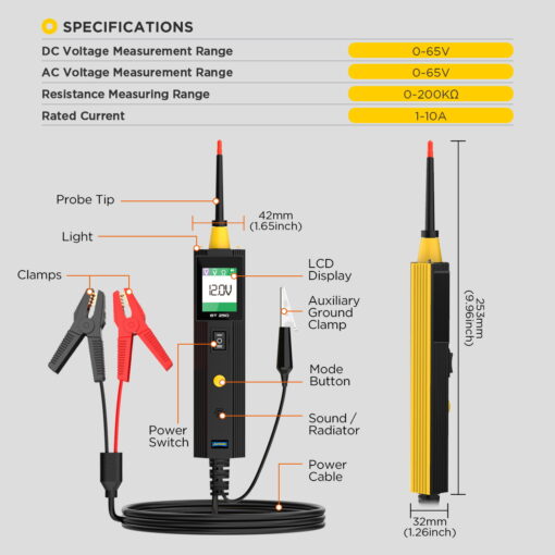 AUTOOL BT250 Car Electrical Circuit Tester 6V-30V - Image 11