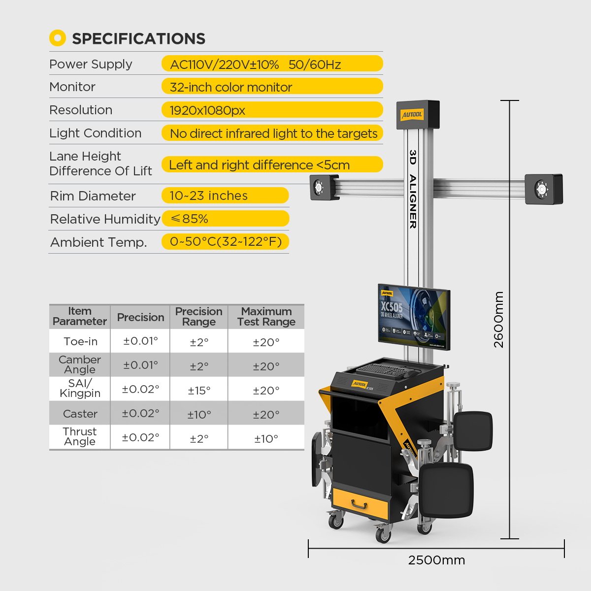 XC505 AUTOOL 3D Alignment Tire Machine For All indian Cars - Image 15