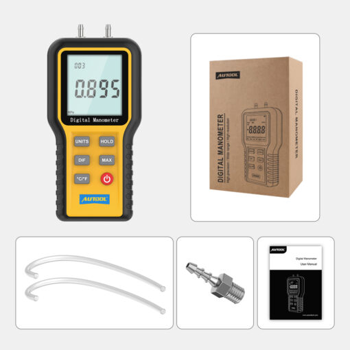 AUTOOL Digital Differential Manometer Hand-held Air Pressure Gauge Negative Vacuum Press Gauge Meter - Image 6