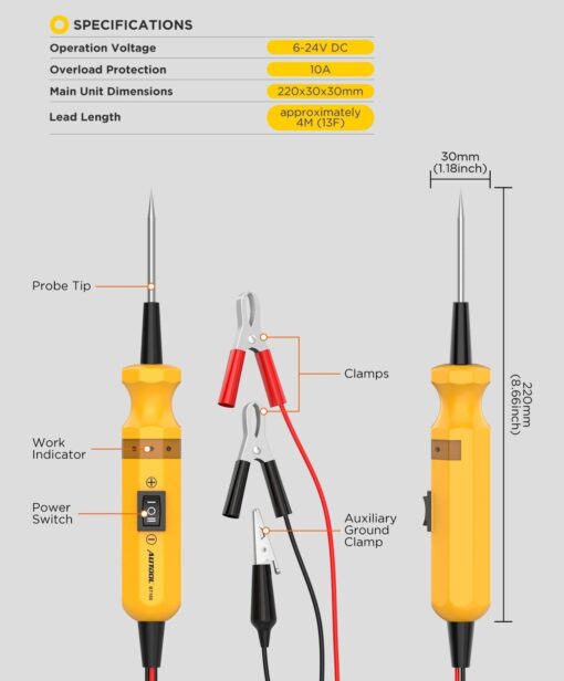 AUTOOL BT160 Automotive Circuit Tester Circuit Checker - Image 6