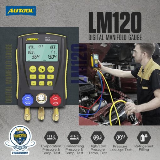 AUTOOL LM120 AC Manifold Gauge Refrigerant Identifier - Image 4
