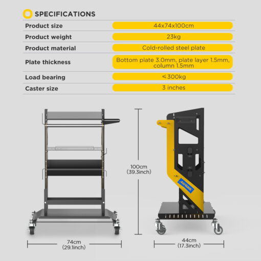 AUTOOL 3X Tier Rolling Tool Tiered Storage Cart - Image 3