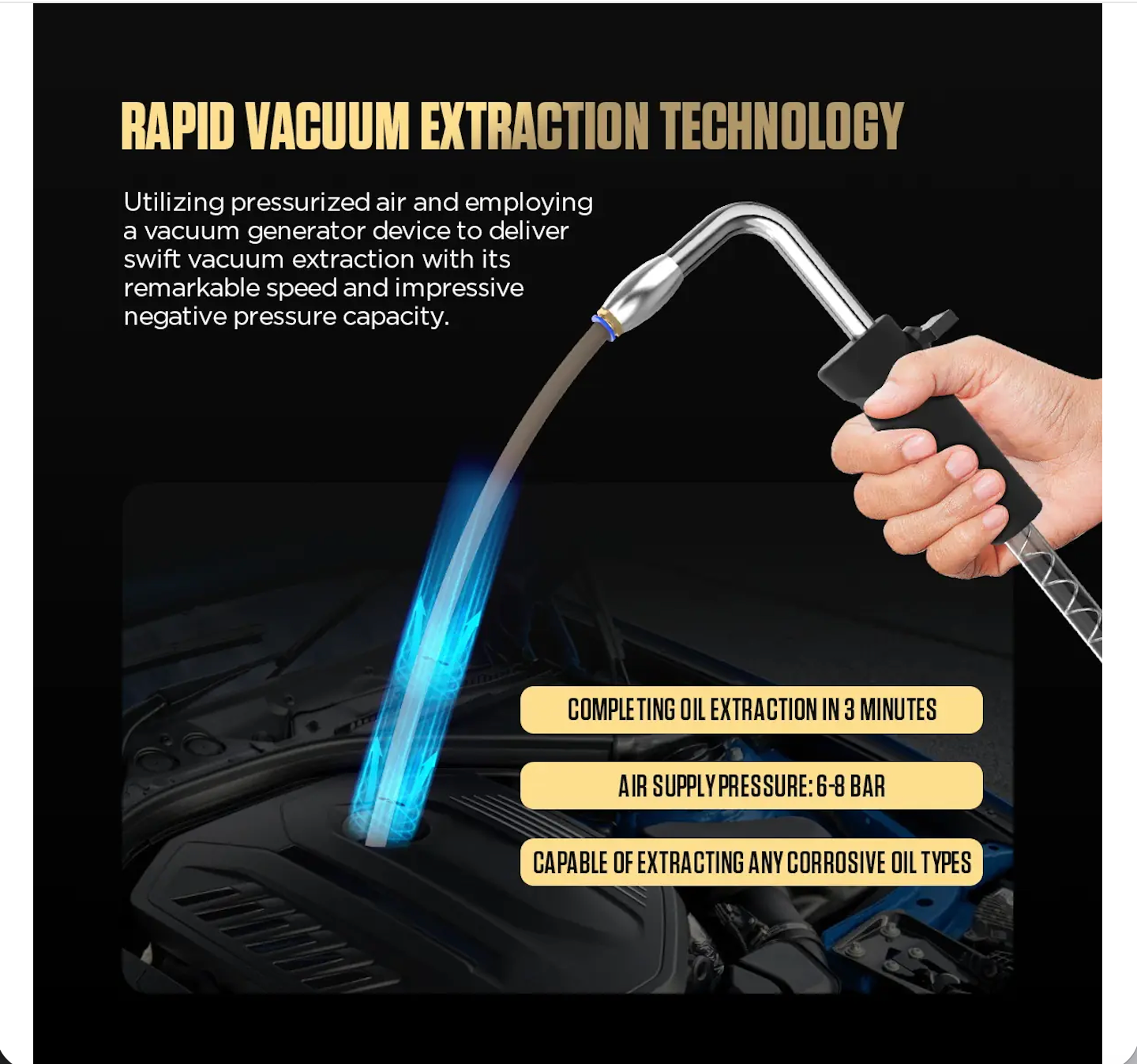 AUTOOL OD760 Pneumatic Car Engine Oil Drain and Oil Extractor With All Wrench - Image 2