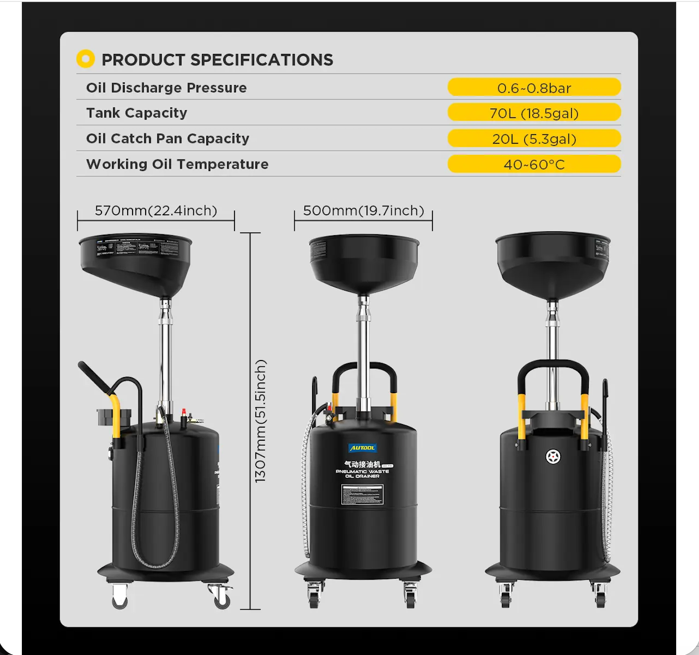 OD710 AUTOOL Pneumatic Waste Oil Drainer For Workshop - Image 10