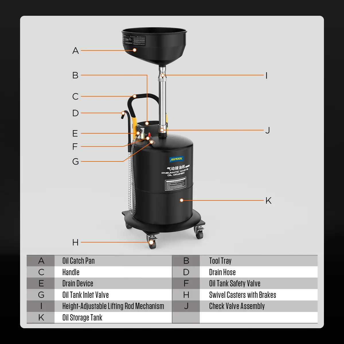 OD710 AUTOOL Pneumatic Waste Oil Drainer For Workshop - Image 11