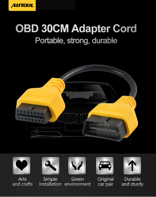 AUTOOL OBD 2 Diagnostic Adapter Cable Car OBD2 II ELM327 Extend Connector Scanner 16Pin Male to Female Extension Wire 30cm - Image 9