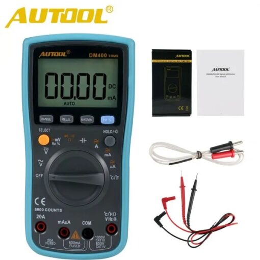 AUTOOL DM400 Digital Multimeter 6000 Counts Backlight AC/DC Ammeter Voltmeter Ohm Portable Meter