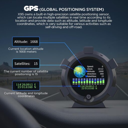 AUTOOL X95 Car GPS Slope Meter 3.5" HUD, Multifunctional Head Up Display - Image 5