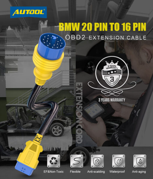 AUTOOL 40CM OBD2 Extension Cable Connector 20pin to 16pin OBD2 Adapter - Image 10