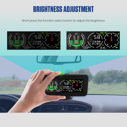 MRCARTOOL M60 GPS Inclinometer HUD with Compass for Off-Road SUV Vehicles Car Smart Slope Meter Gauge - Image 6
