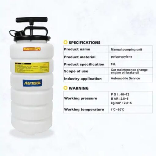 Universal Autool 15L Big Tank Manual Pump Engine Oil Suction Drainer Extractor Bleeder - Image 4