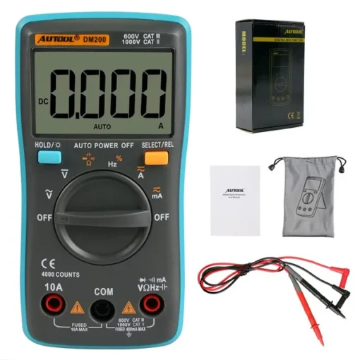 AUTOOL DM200 Portable Autoranging Digital Multimeter 4000 Counts Backlight AC/DC - Image 7