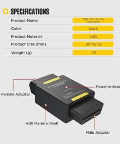 AUTOOL OBD Power Supply Converter 24V to 12V For All Scanner