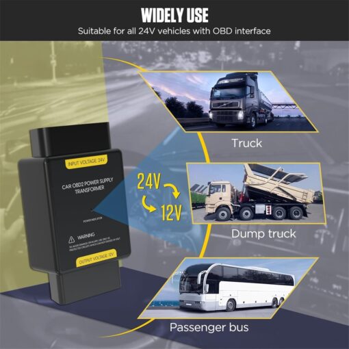 OBD2 Power Supply Transformer 24V to 12V OBD Power Supply Converter OBD2 Voltage Converter - Image 3