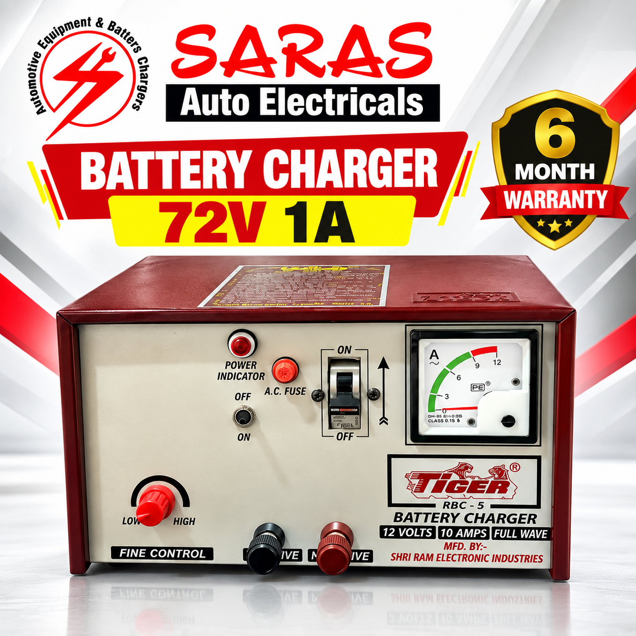 72V 1A Battery Charger – Copper Coil Transformer, Full Wave Rectifier