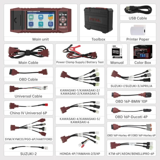 FXTUL M6 Motorcycle Diagnostic Tool For Harley BMW Supports 70+ Motor Brands, Full System Coverage, Real-time Recording, Printable Reports - Image 5
