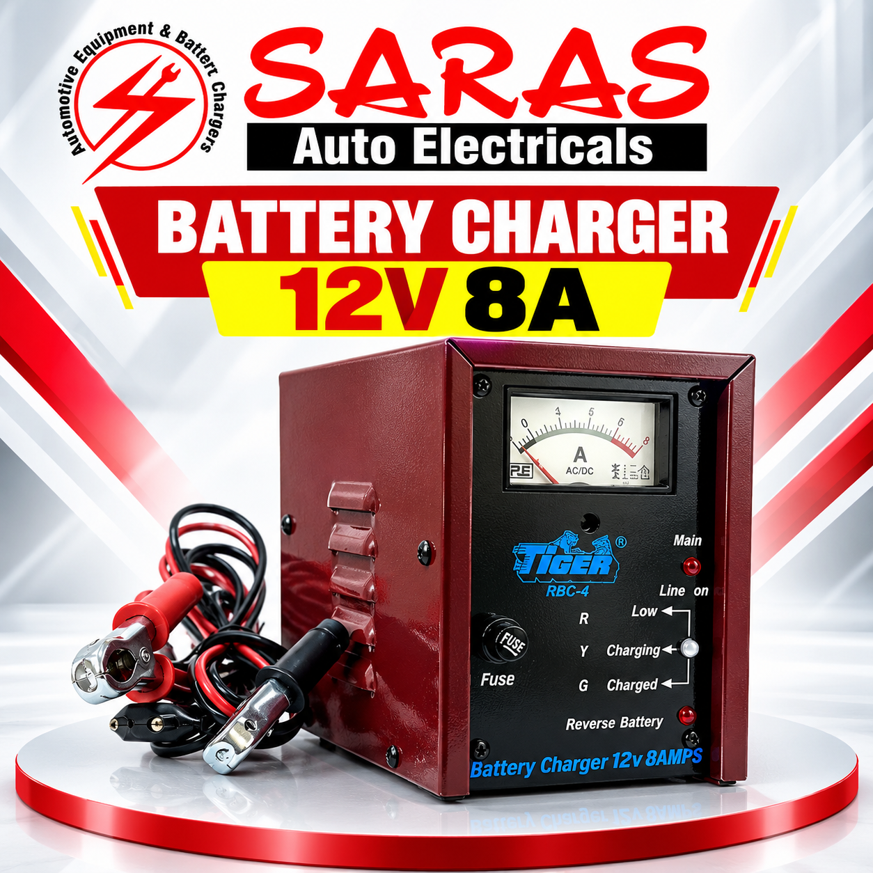 12V 8A Battery Charger – Heavy Duty Copper Coil Transformer