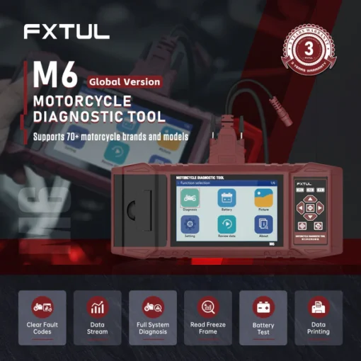FXTUL M6 Motorcycle Diagnostic Tool For Harley BMW Supports 70+ Motor Brands, Full System Coverage, Real-time Recording, Printable Reports - Image 2