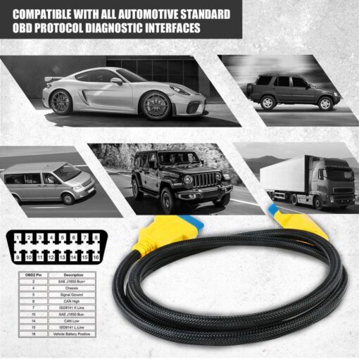 AUTOOL 100CM Car OBDII Extension Cable 16 Pin Male To Female OBD2 Connector 16Pin Diagnostic Tool ELM327 OBD2 Extended Adapter - Image 3